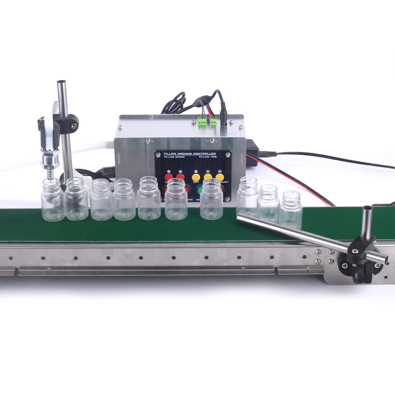 Single head Intelligent induction quantitative liquid filling machine with conveyor