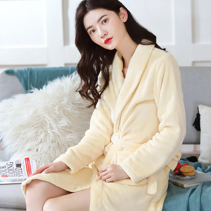
Womens Fleece Bathrobe - Shawl Collar Soft Plush Robe Spa Robe 