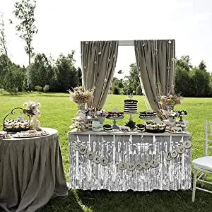 Настольная юбка с бахромой из металлической фольги праздничная настольная