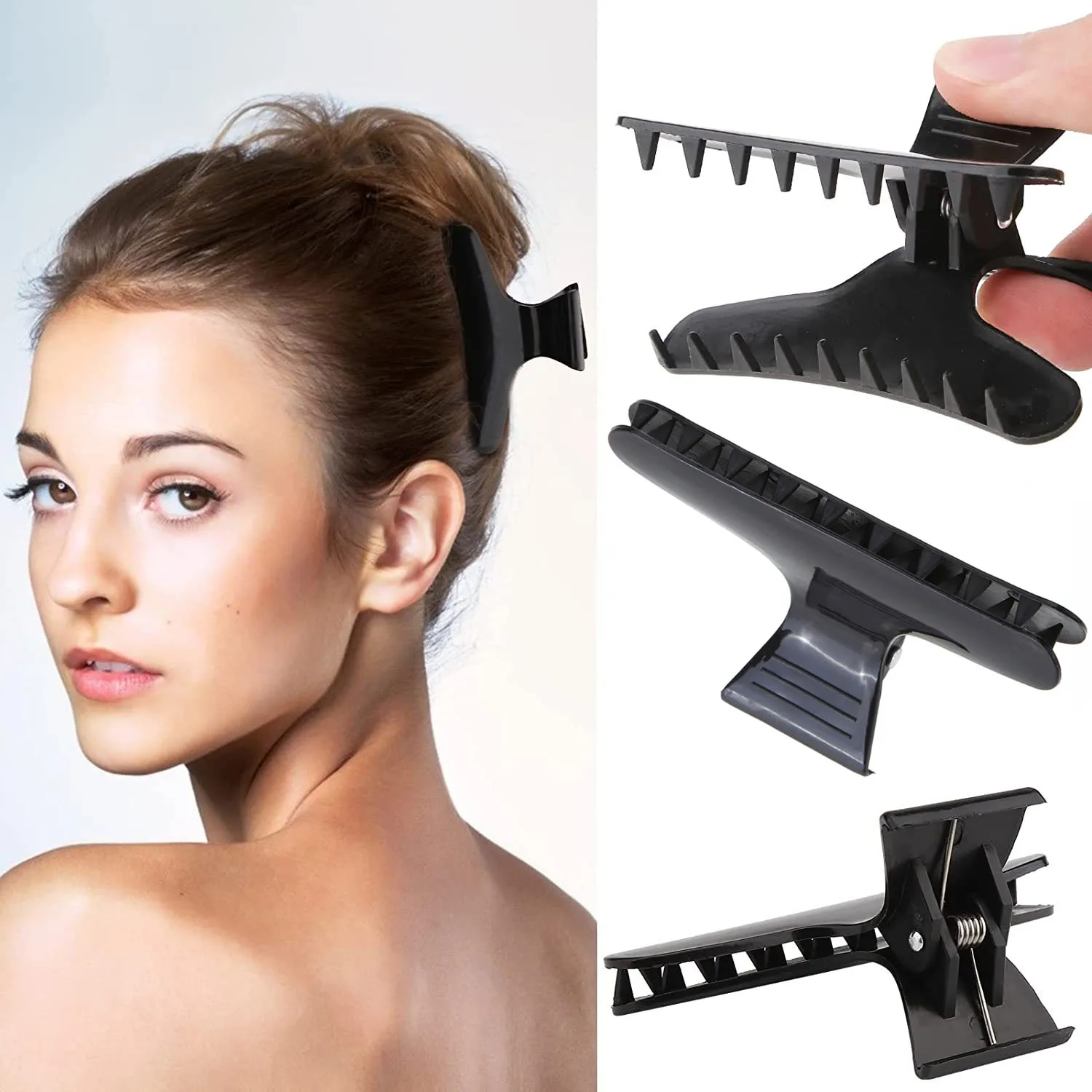 Spots 12pcs Butterfly Hair Claw Clips Pro Salon Hair Clip Clamps Hairpin Ponytail Holder Hair Section Claw Styling Holding Tool