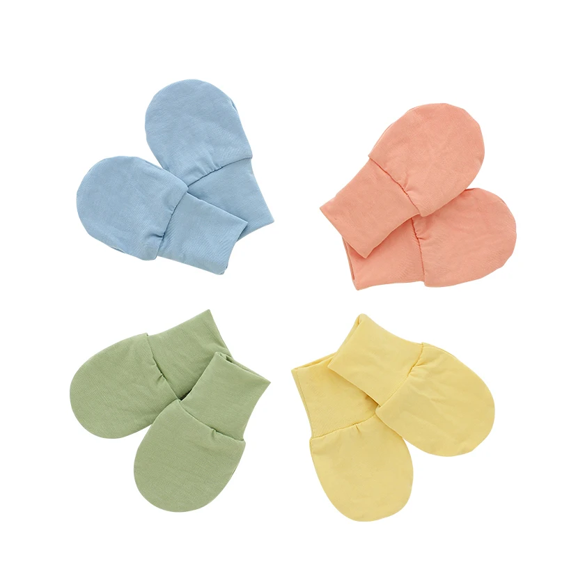 Wholesale Lovely Printed Solid Color Baby Mittens Customize New Born Bamboo Cotton Fabric Autumn Winter Super Soft Baby Gloves