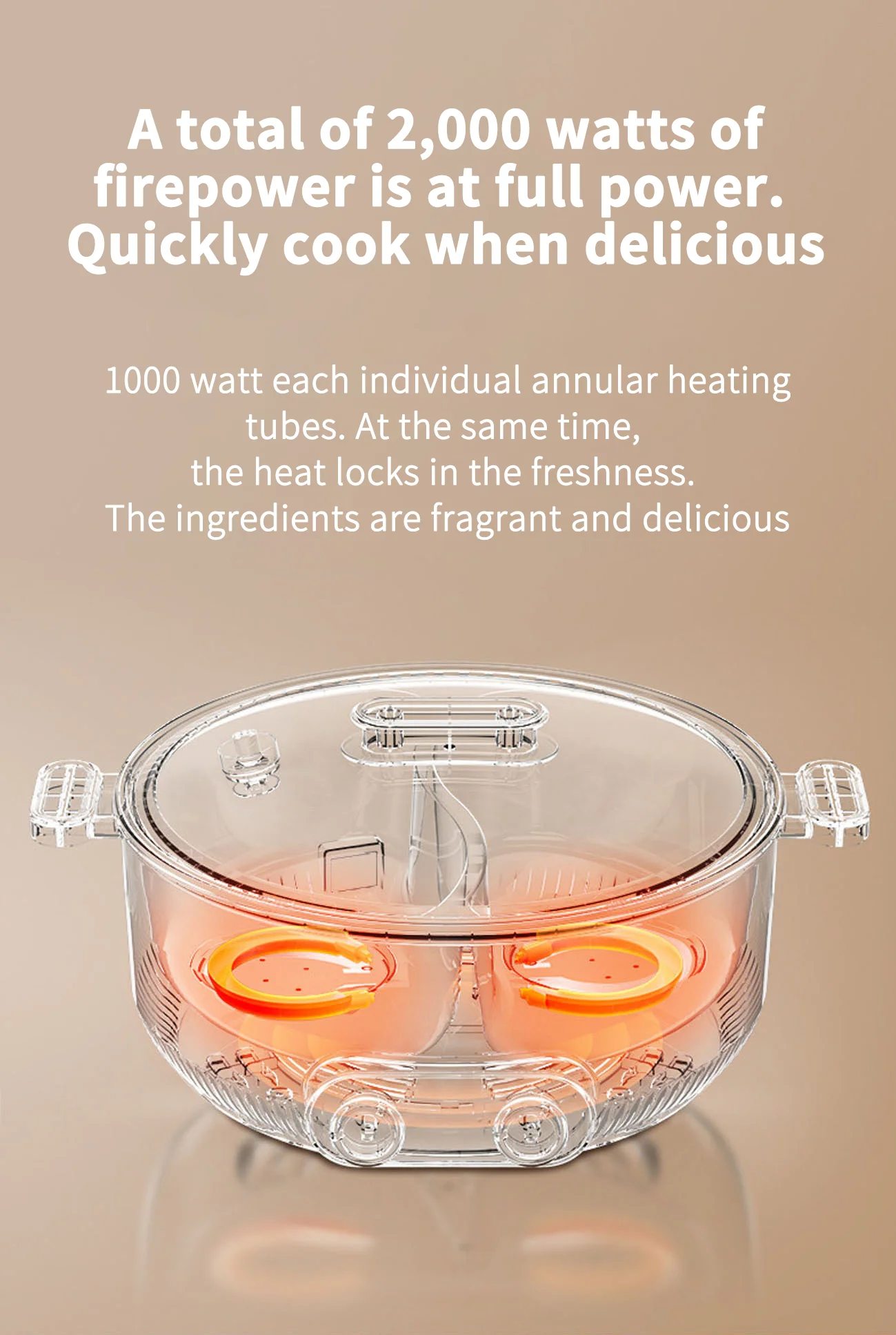 5L Two cooking zones with independent heat control Stylish Hot Pot Durable Hot Pot for Family High-Quality Hot Pot for Gathering