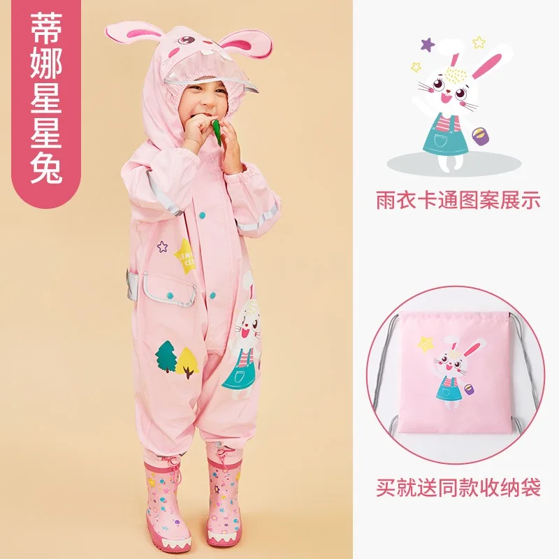 3D style Factory high quality baby mermaid dinosaur cartoon rain gear one piece sets kids rain suit overall children raincoat