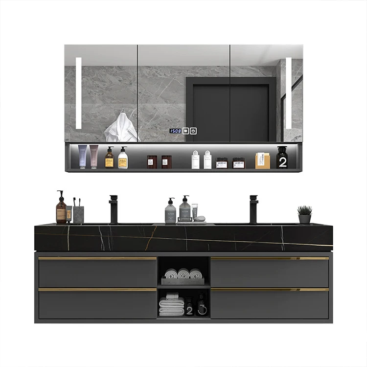 Luxury Double Sink Basin Bathroom Vanity Cabinet Home Center Bathroom Cabinet Set