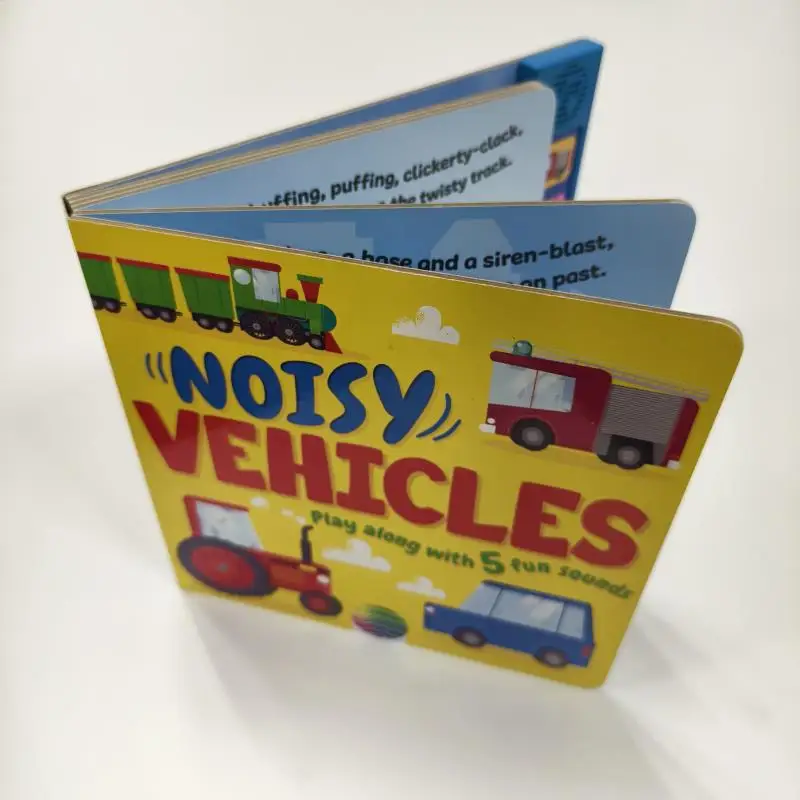 custom printing child voice book of various noisy vehicles cars