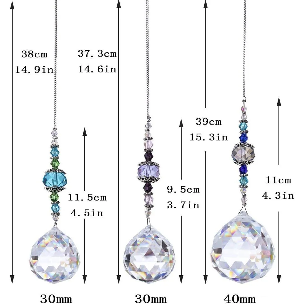 30mm 40mm Clear Crystal Prism Ball Rainbow Maker Window Prisms Suncatcher Set