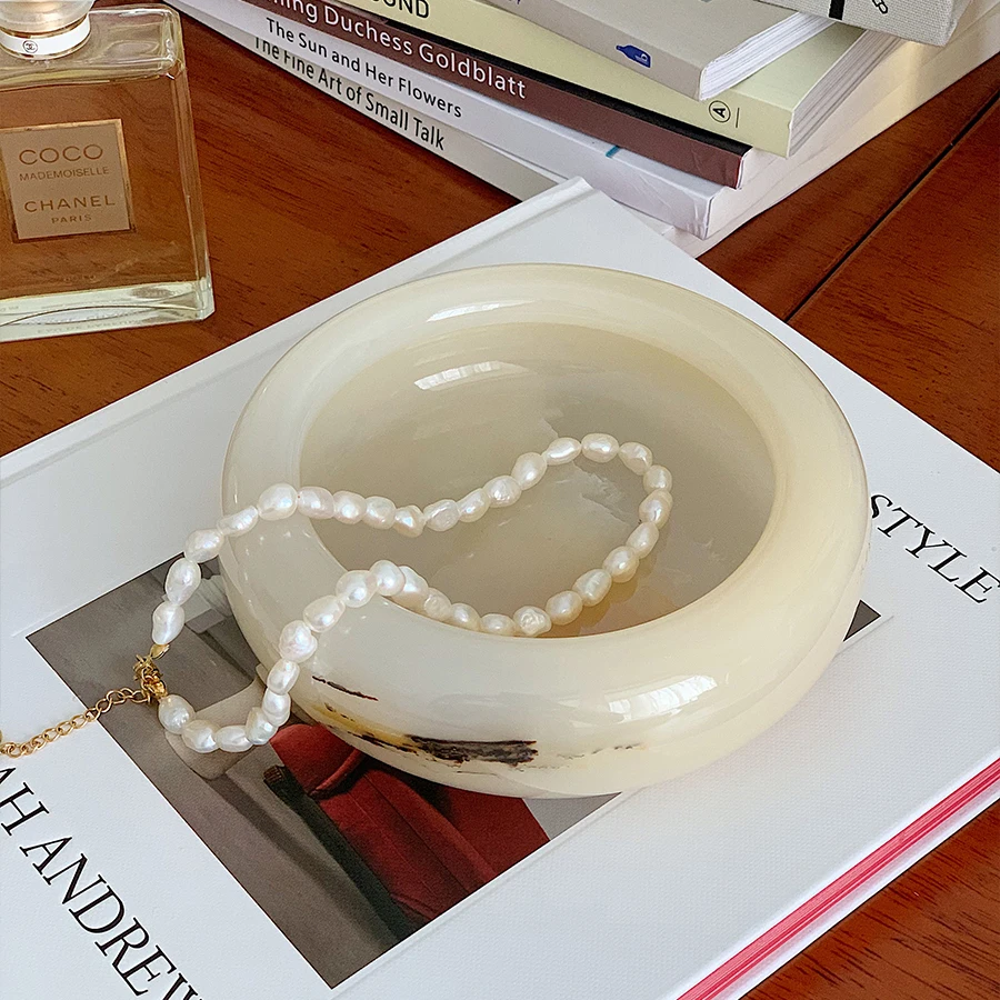 Custom Household Decoration Table Top Bathroom Storage Marble Jewelry Trays Handmade Striped Centrepiece in White Carrara Marble