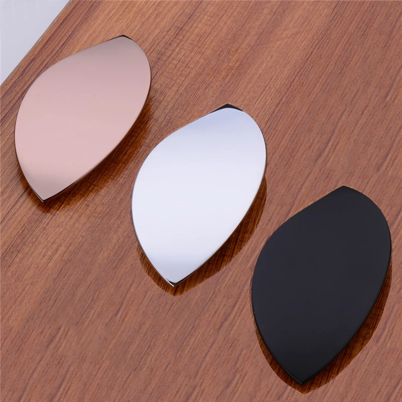 2022 new leaf shape design pink cabinet accessories black kitchen cabinet handles white closet furniture handles