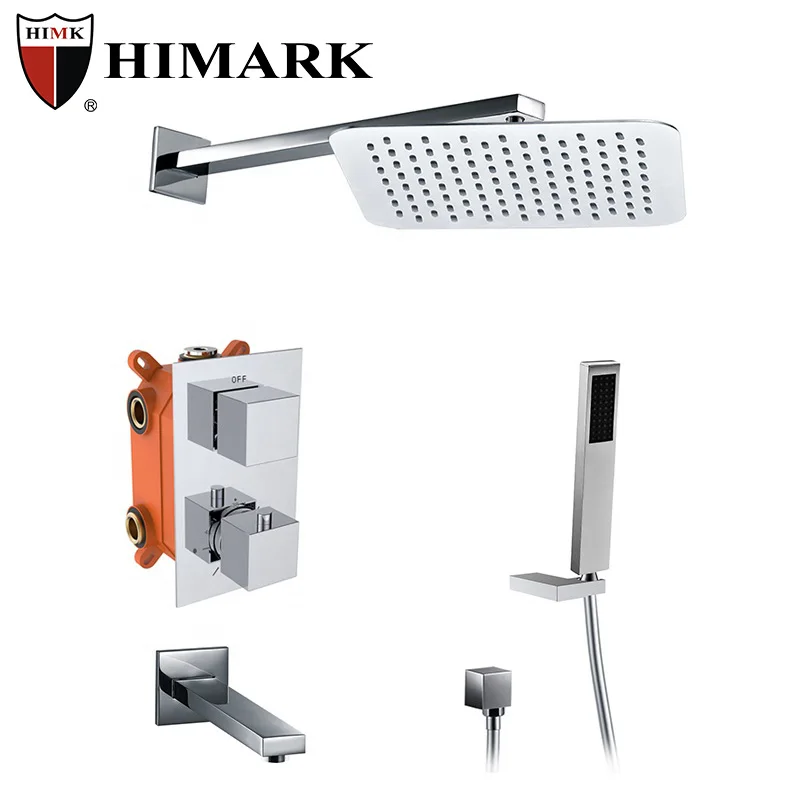 Contemporary in wall shower mixer system wall mounted shower set 5 handle brass bathroom thermostatic mixer bath & shower faucet