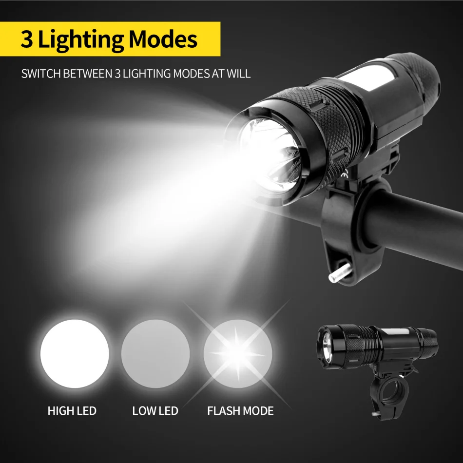 Factory Cheap Aluminium Bike Front Lights for Night Riding 3AAA Bicycle Front light 120lm Ultra Bright Safety Lights