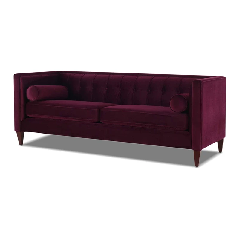 Burgundy Luxury exclusive velvet sofas classic furniture sofa living room set 84inches long 3 seats couch