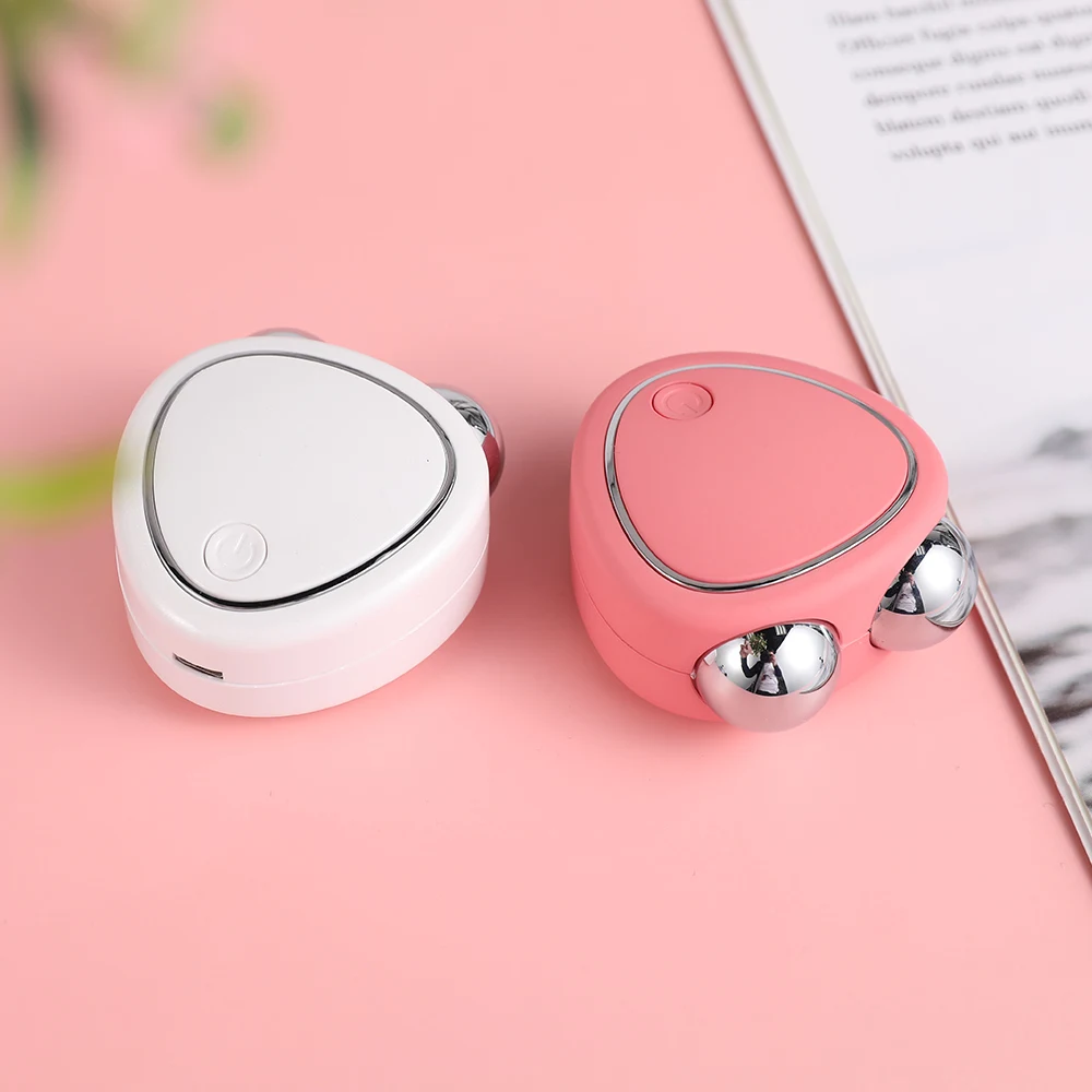 USB Portable Facial Micro-current Beauty Instrument For Lifting Thinning Reducing Edema With Double Roller Massager V-face Tool