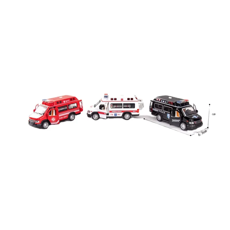 2020 new model pull back diecast toy vehicles alloy car fire fighting truck /ambulance /police car
