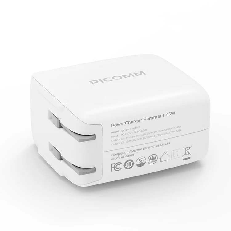 Хит продаж, товары Ricomm, Настраиваемые 45 Вт адаптеры для мобильных телефонов для iphone, универсальный адаптер для путешествий