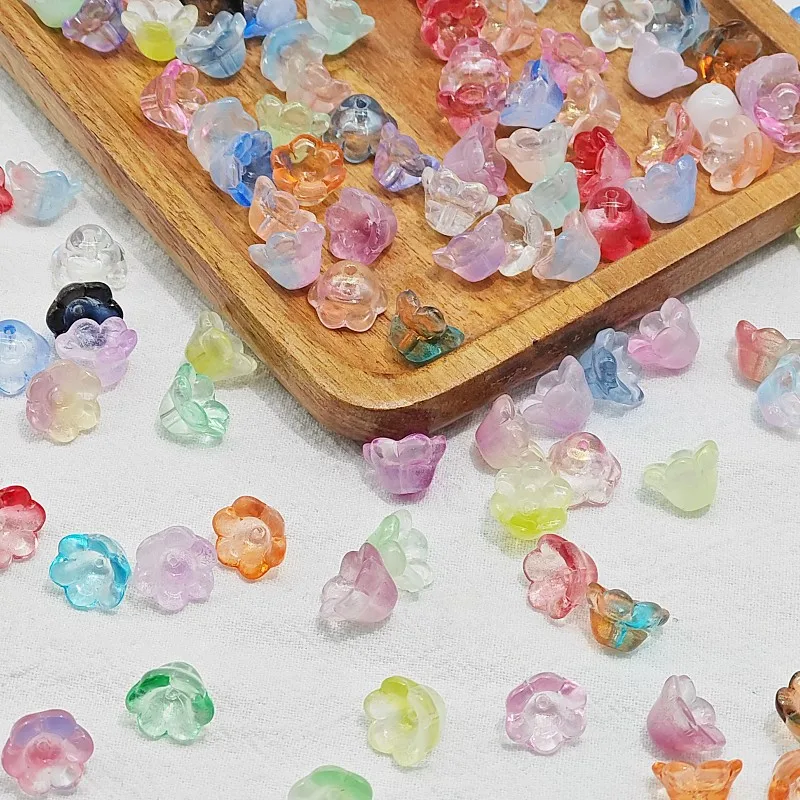 Glass beads 7*12mm Bellflower loose beads Bell flower bracebell flower for diy jewelry hairpin beaded material