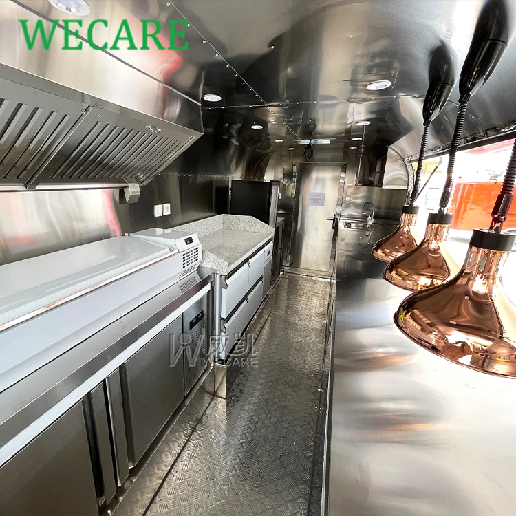 Wecare Airstream Foodtruck Mobile Kitchen Hot Dog Pizza Fast Food Catering Trailer Fully Equipped Food Truck Hotdog Cart