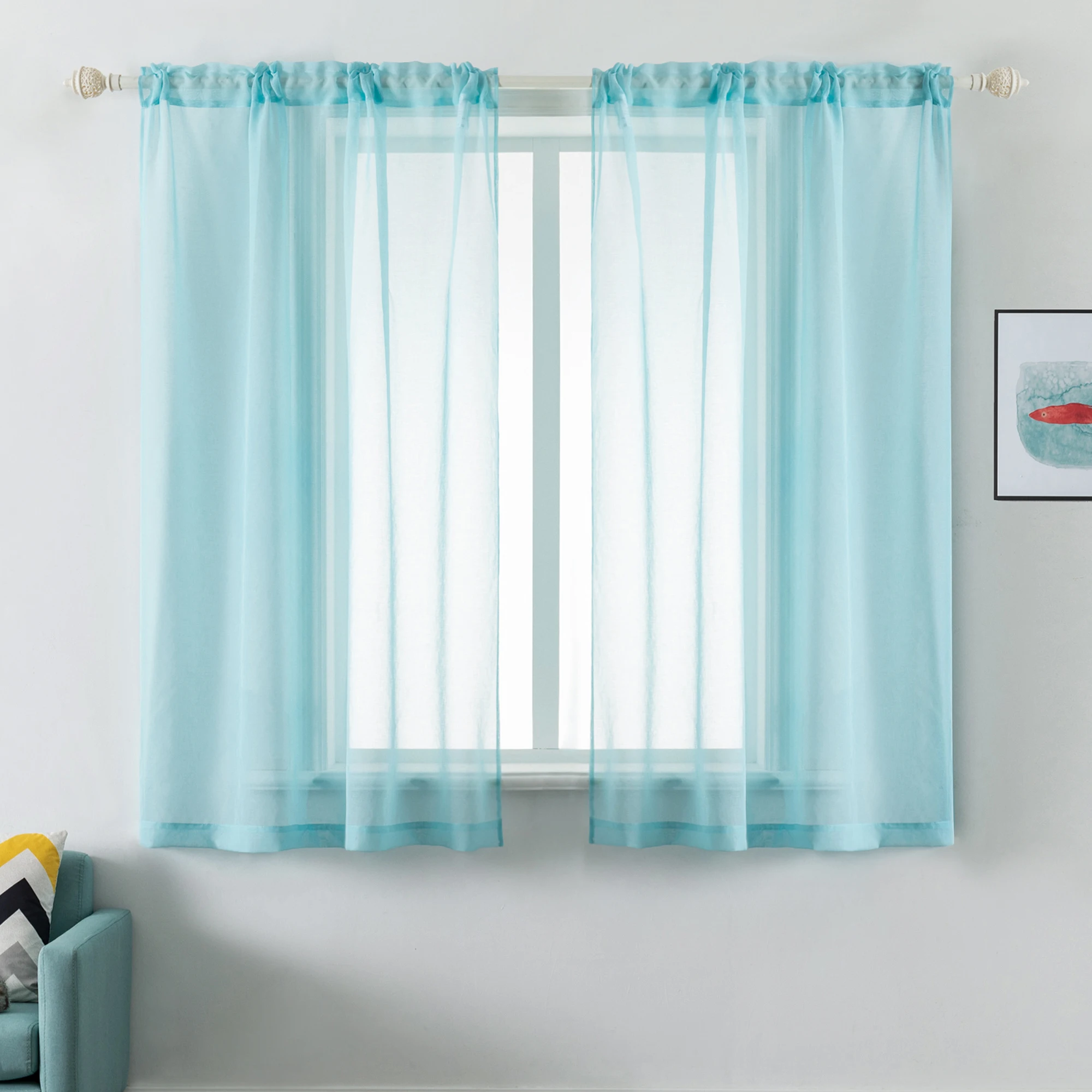 Hot Sale Cheap Sheer curtains - Polyester Semi Sheer Volie Rod Pocket Curtains 2PC/Package