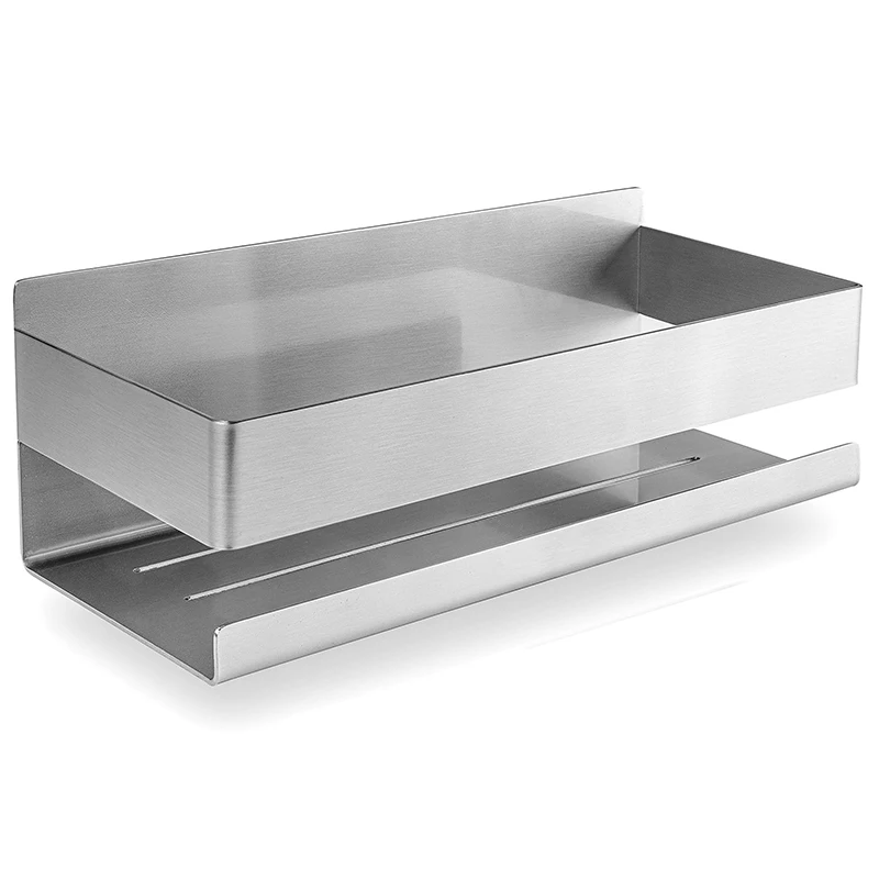 Free shipping 304 Stainless Steel Self Adhesive Shower Shelf Bathroom Shower Caddy Bath Storage Shelf Brushed/Black
