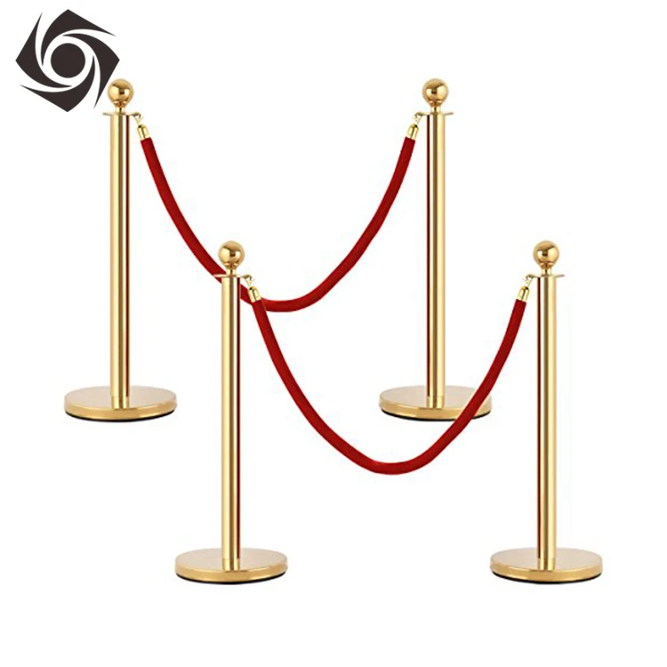 car show marine Stainless Steel Post Pole And Rope Barrier museum Exhibition Gold Stanchions