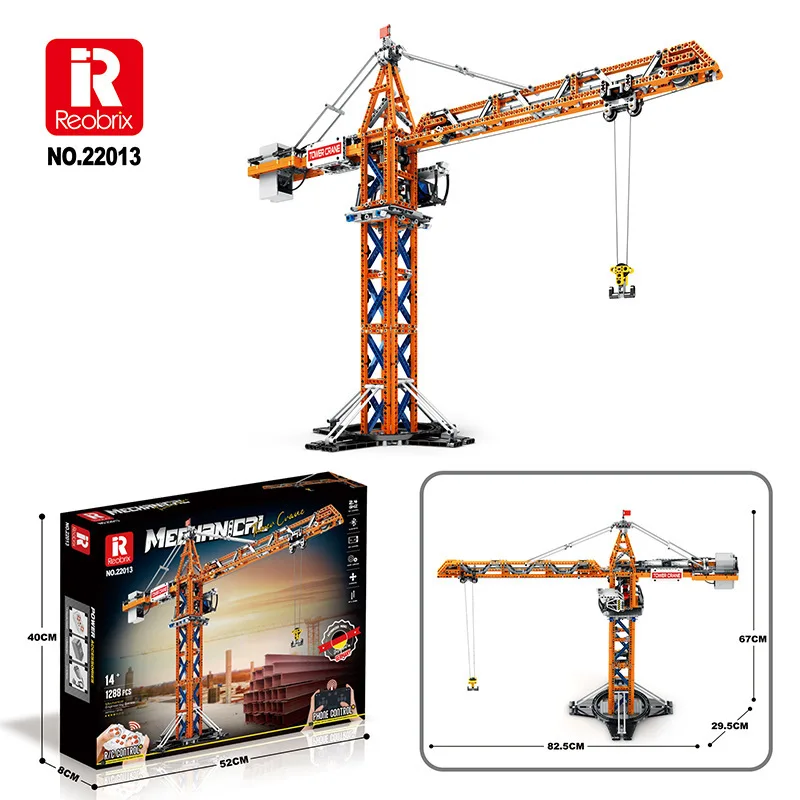 LaiNan Reobrix 22013 1288PCS Tower crane Engineering series Building block puzzle toy holiday gift