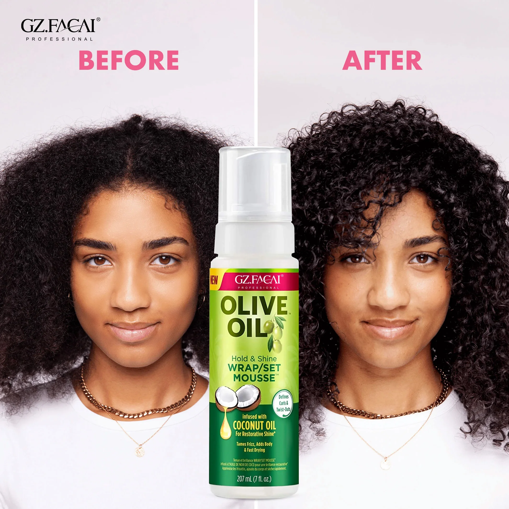 Private Label Strong Hold Long-lasting Non Greasy Non Flaking Hair Styling Foam Mousse For Natural Curly Hair
