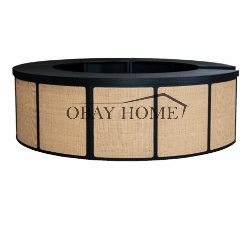 High End Wedding Event Wood Bar With Rattan Wedding Bar Bounter Vintage Round Rattan Bar Table For Wedding Event Rentals