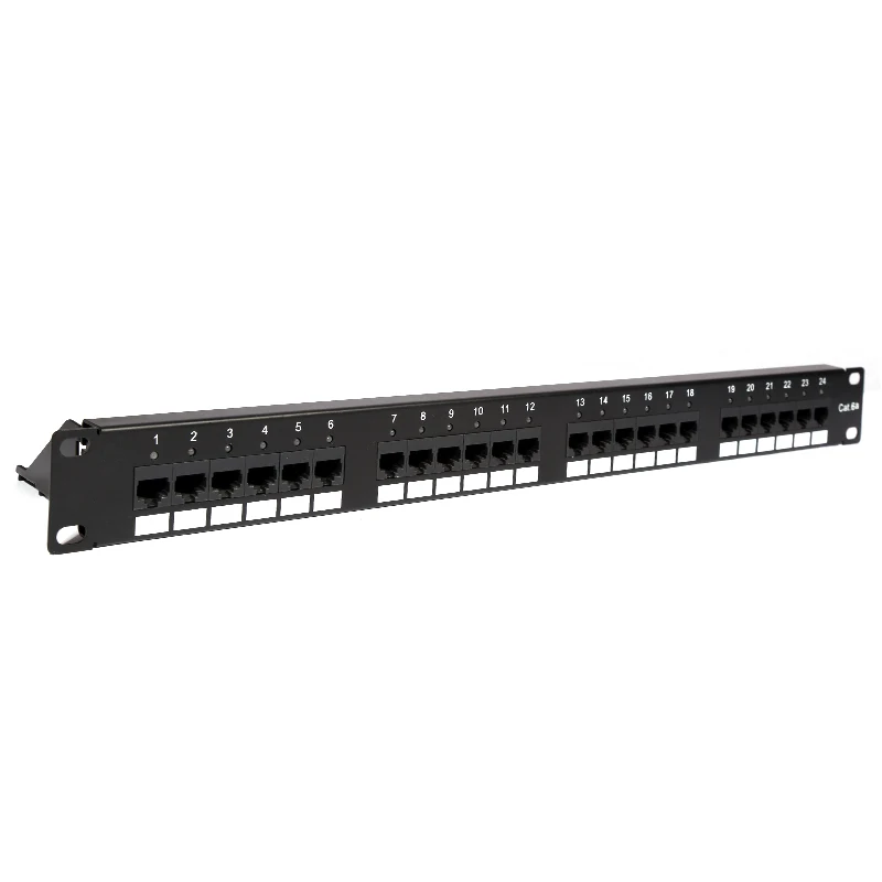 Superior Quality CAT6A Patch Panel 24 Ports Network RJ45 UTP 19inch Rack Mount Type with Led