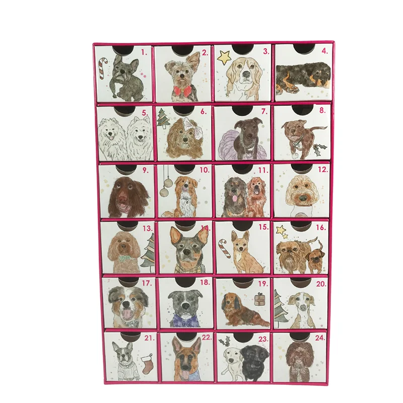 Custom Printed Cardboard Paper Empty Dog Christmas Advent Calendars For Dogs