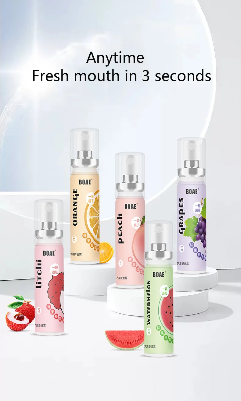 Oral Care Portable Fruity Fresh Breath Mouth Spray Portable Refreshing Mint Mouth Perfume Breath Freshener Spray For Bad Breath