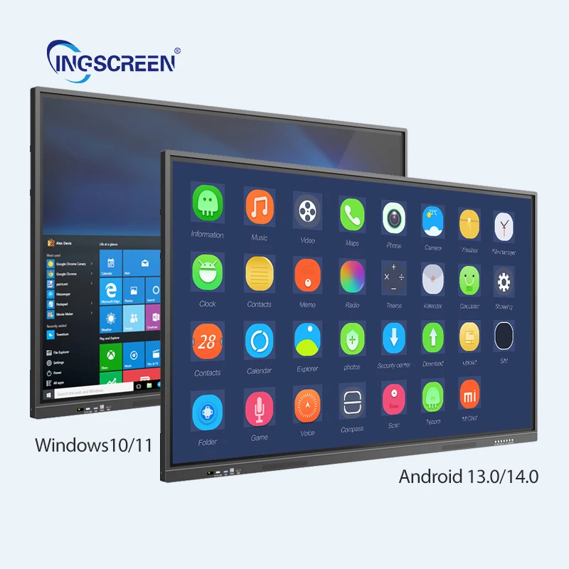 INGSCREEN 75 inch 12 series Wireless screen sharing 4k Android 14 touch screen whiteboard school interactive flat panel