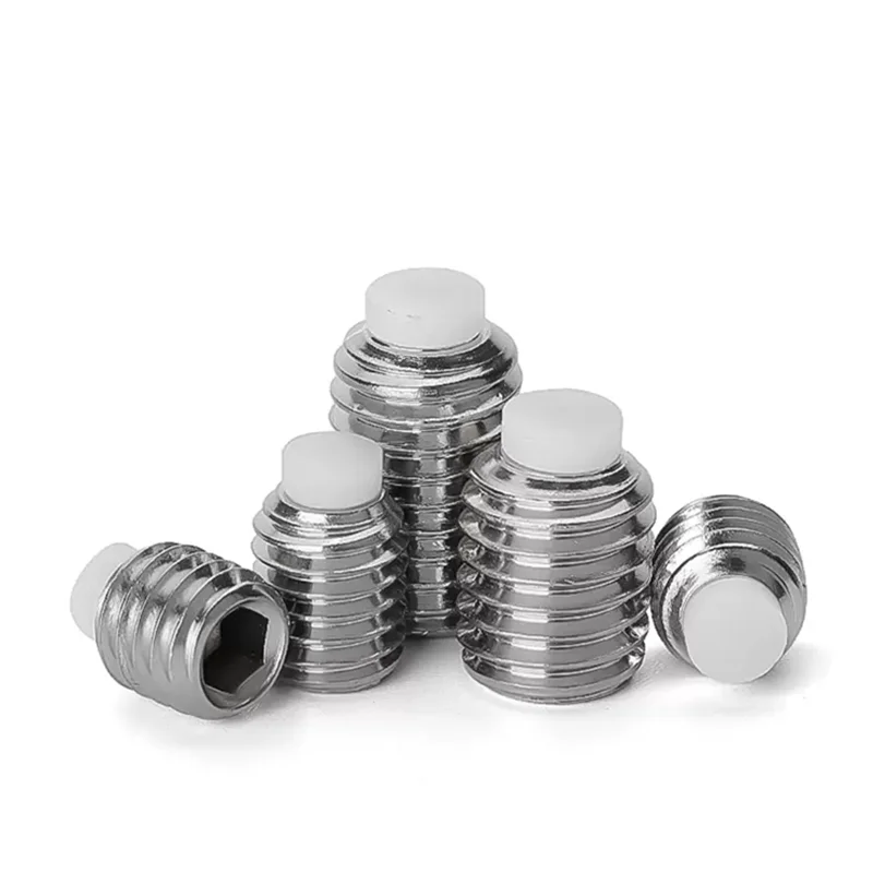 POM Nylon Tip Grub Screws China Manufacturer 304 Stainless Steel A2 M2 M3 x 5mm M6 x 12mm Hex Socket Set Screw
