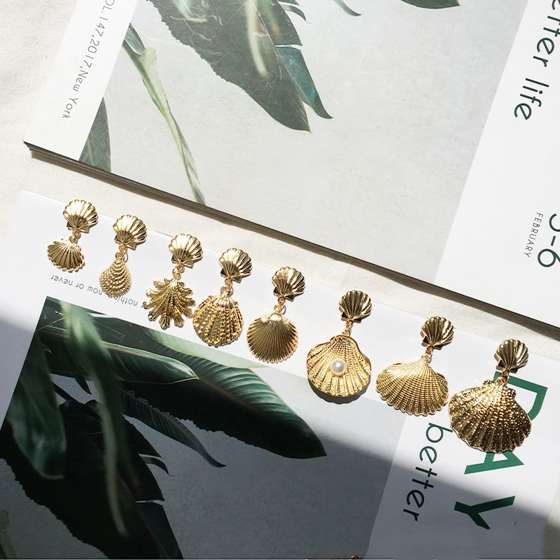 Artilady New Fashion Variety of Bohemian Gold Plated Star Tortoise Conch Sea Shell Earrings 2022 Trend Jewelry