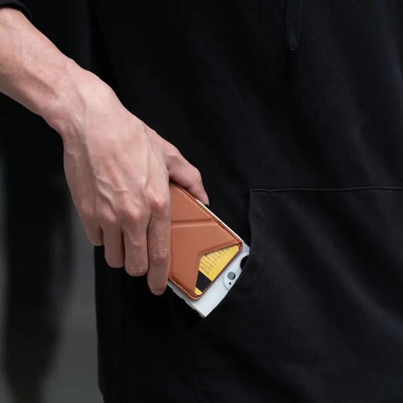 Foldable Phone Holder Back Wallet Card Holder with Phone Stand, Magnetic Credit Card Holder Leather Phone Wallet