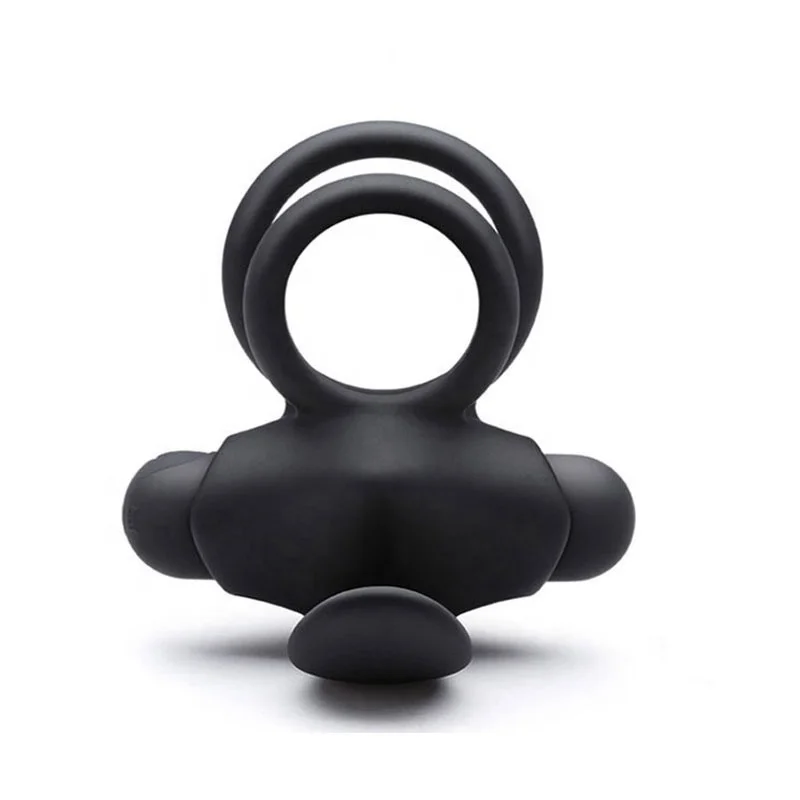 Сильное вибрирующее Силиконовое двойное кольцо для пениса с кроликом эластичное преждевременной эякуляции секс-игрушки мужчин
