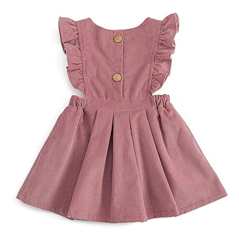 Top selling Designer Customized outfit frocks children girls cotton corduroy Pinafore style clothes toddler apron dress