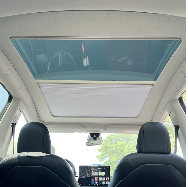 Car Sunroof Sunshade Front Rear Sunroof Pads Convenient Retractable Sun Shade For Tesla Model Y Auto Interior Accessories 2023