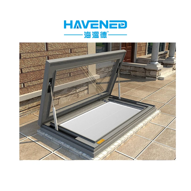 Customized Roof Skylight Insulating Double Glass Top Flat Roof Tempered Glass Ventilation Aluminium Loft Skylight Windows
