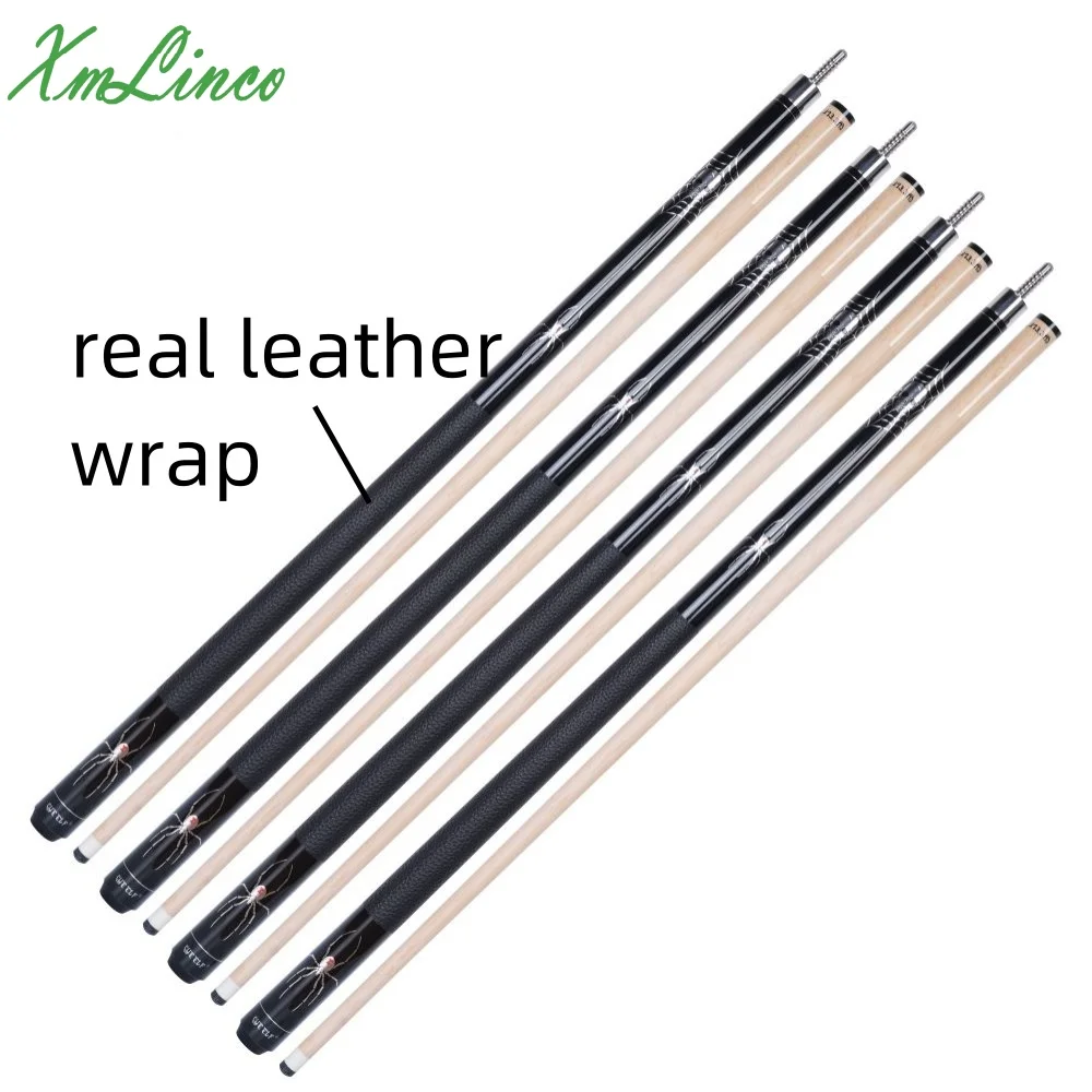 Xmlinco Billiard Pool Cue Real Leather Warp High Technology Professional 12.5mm Tip Size Real Leather Warp