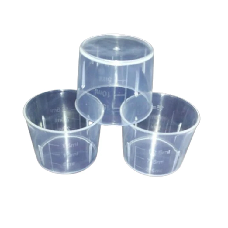 Hot selling pre-work transparent 10ml 30ml plastic medicine measuring cup