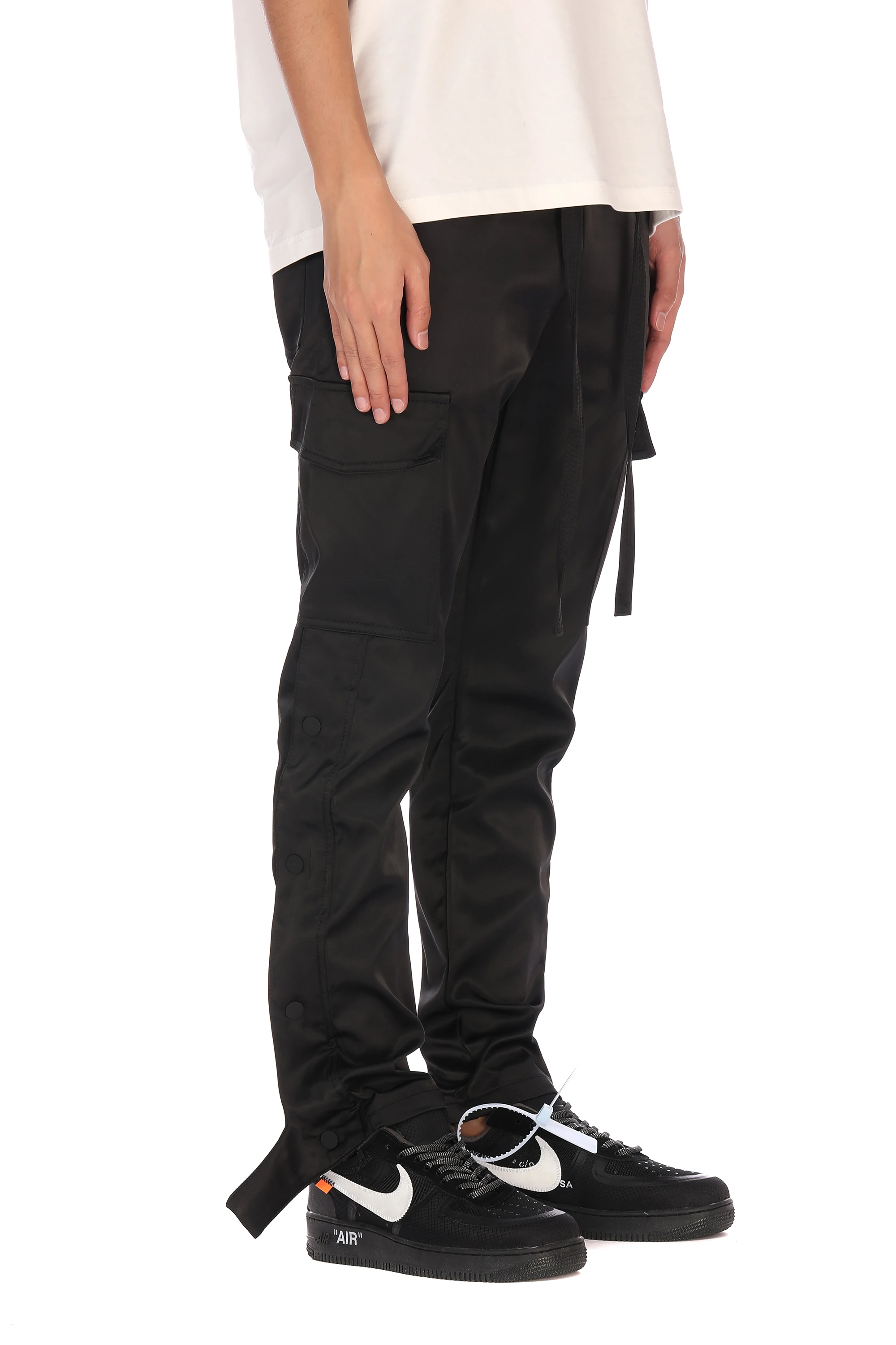 Брюки-карго мужские повседневные, нейлоновые штаны с боковыми кнопками, на завязках