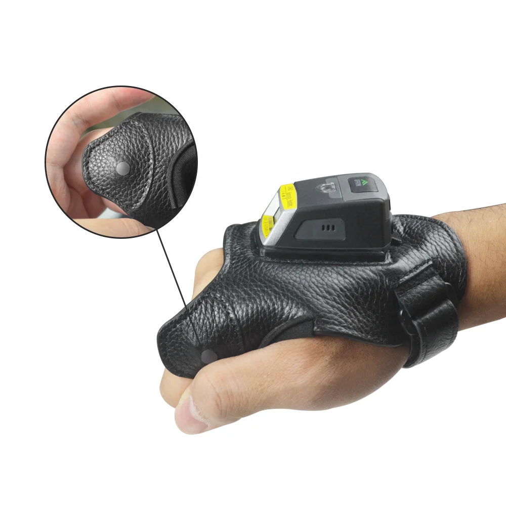 Effon GS02 1D2D Touch Scan NFC Wearable Smart Trigger Portable Glove Barcode Scanner with Zebra SE4107 for Warehouse Use.