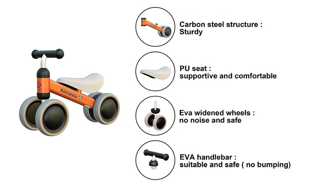 Baby Balance Bikes Bicycle Children Walker 10 Month -24 Months Toys for 1 Year Old No Pedal Infant 4 Wheels Toddler