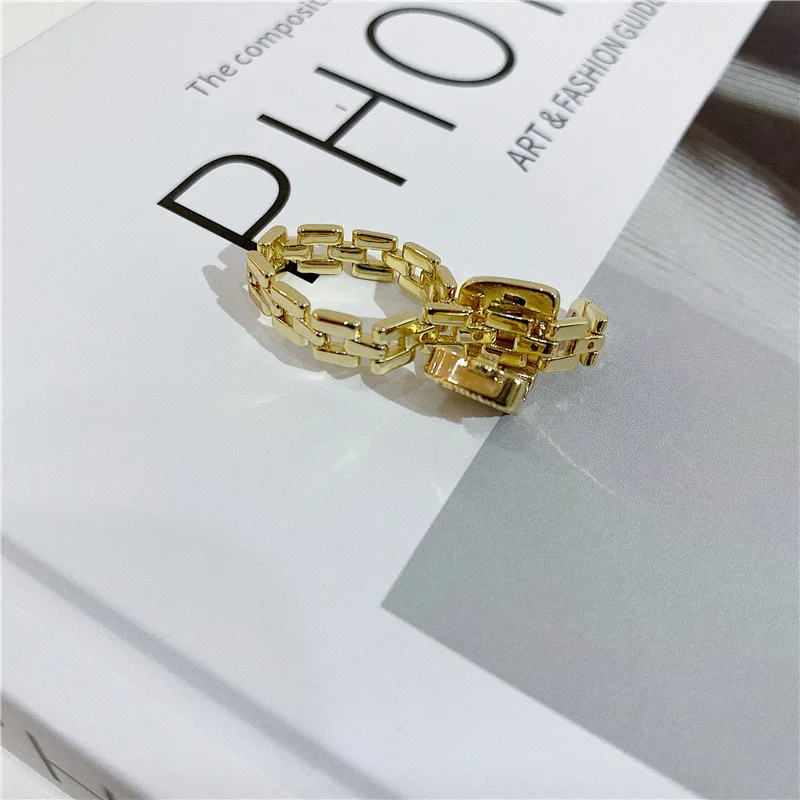 Duoying Anillos de oro 2022 New Design Simple Fashion Adjustable Women Chain Gold Rings