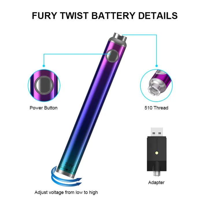  Weran Hot Preheat Battery with Button 1100 mAh CBD Rechargeable Vape Pen 510
