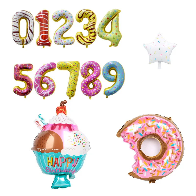 
Ice cream digital package aluminum foil globos birthday theme party holiday celebration children birthday theme scene decoration 