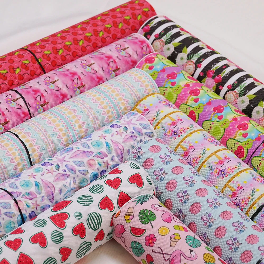 Faux Leather Fabric Synthetic Leather Product Faux Leather rolls Printed Vinyl for Hair Bow and Bags