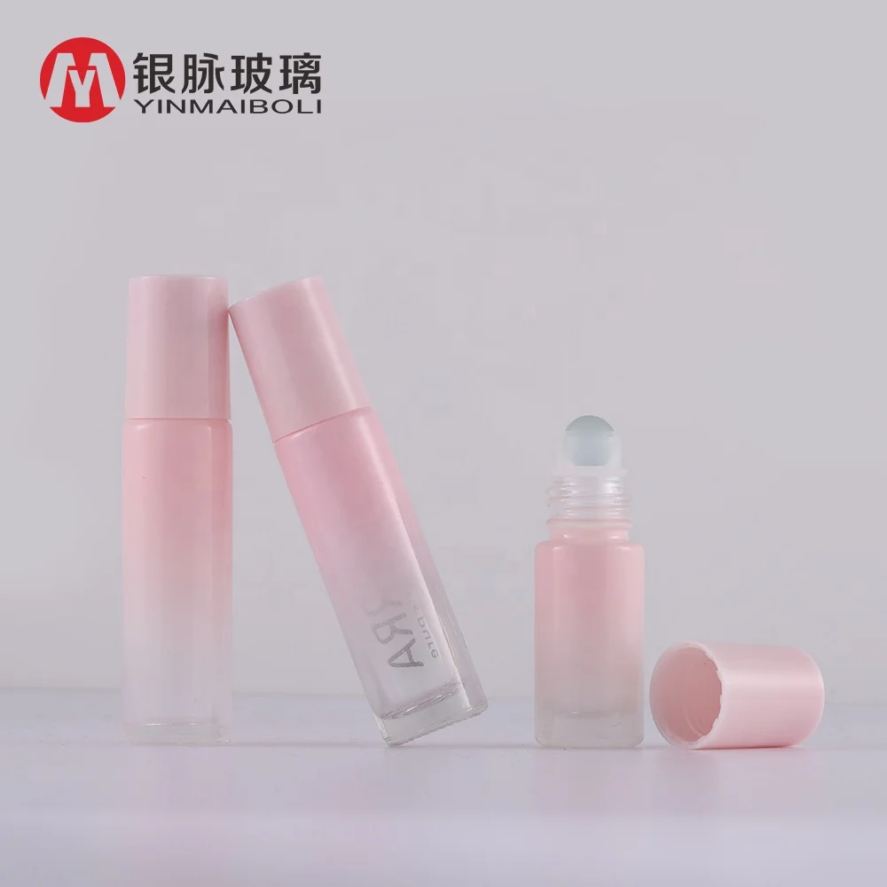 5ml 10ml Gradient Pink Glass Gemstone Rollerball Perfume Roll on Essential Oil Roller Bottle