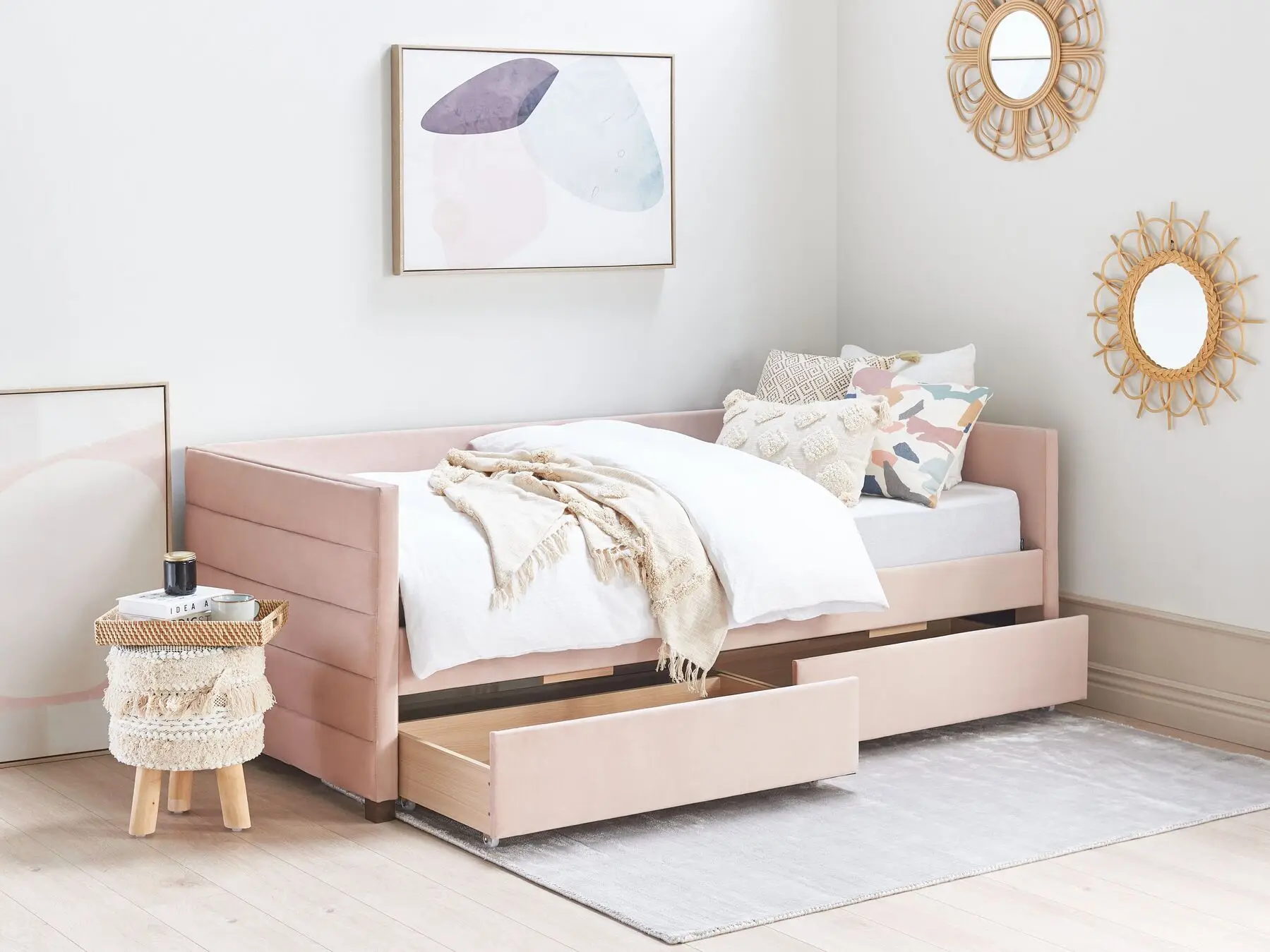 Factory Wholesale Double Fabric Day Bed Bedroom Furniture Sofa Bed With Trundle