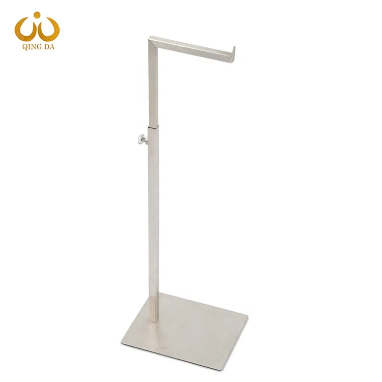 Hot sale retail store adjustable height silver metal hand bags hanger handbag display rack purse stand holder display