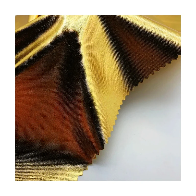 New Products  95%Polyester 5%Spandex with 100%PU Knitted Fabric 175gsm gold stamping fabric for cloth and dress